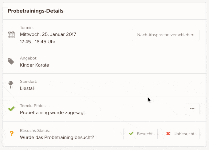 Follow-Up Emails können nun direkt beim Speichern des Besuchs-Status versendet werden
