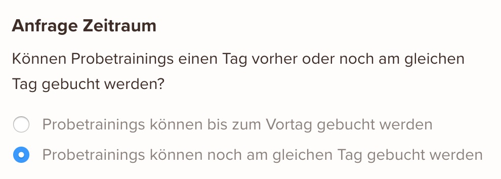 Mit dieser Option können Schulen nun spontane Probetrainings am selben Tag vereinbaren